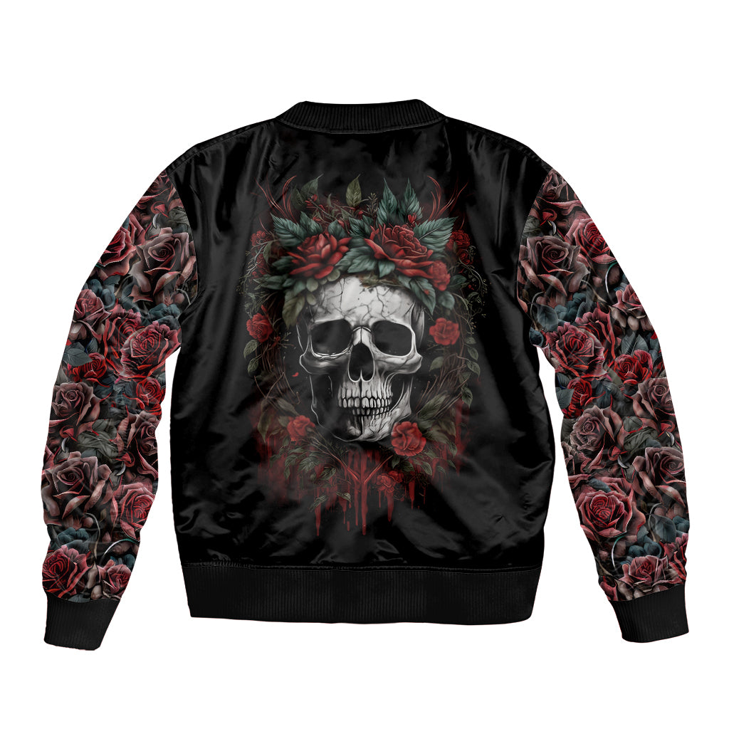 Skull Bomber Jacket Red Rose - Wonder Print Shop