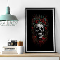 Skull Canvas Wall Art Red Rose - Wonder Print Shop
