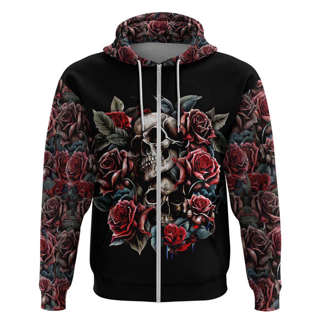Skull Hoodie Red Rose - Wonder Print Shop