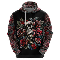 Skull Hoodie Red Rose - Wonder Print Shop