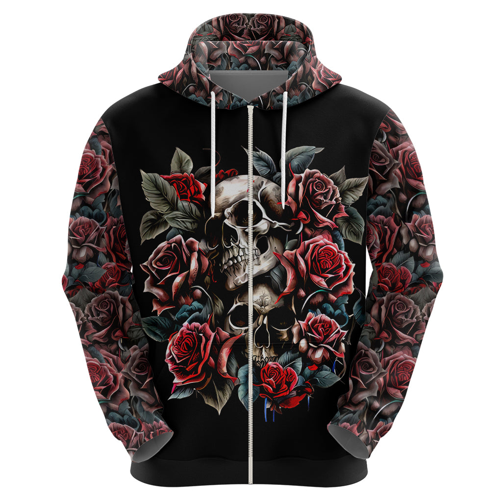 Skull Hoodie Red Rose - Wonder Print Shop