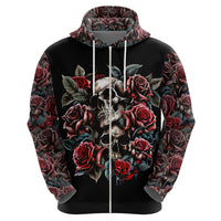 Skull Hoodie Red Rose - Wonder Print Shop