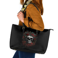 Skull Leather Tote Bag Red Rose - Wonder Print Shop