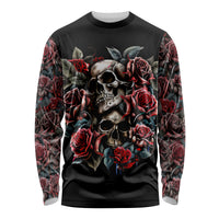 Skull Long Sleeve Shirt Red Rose - Wonder Print Shop