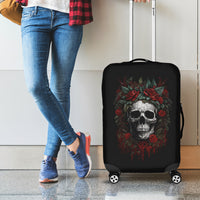 Skull Luggage Cover Red Rose - Wonder Print Shop