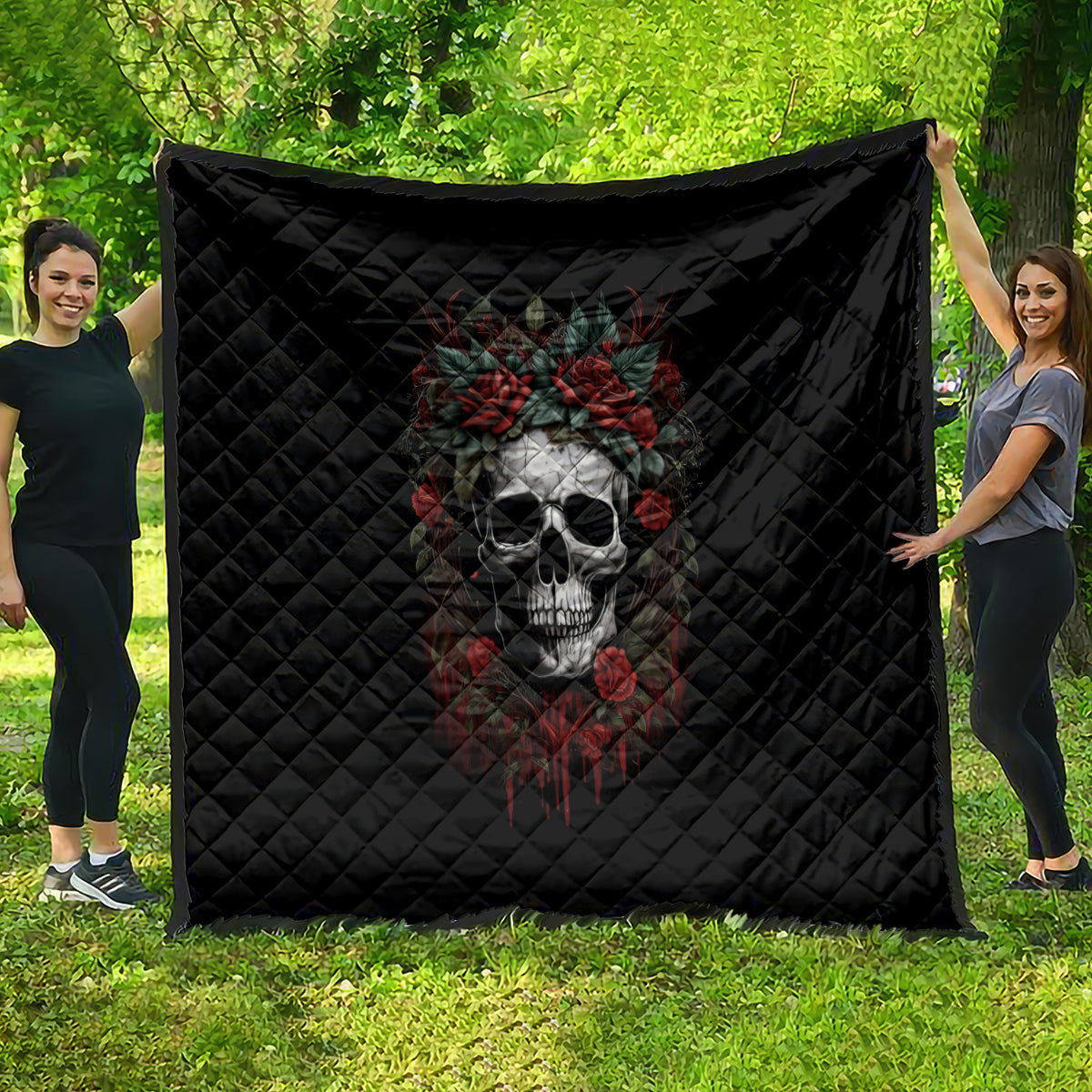 Skull Quilt Red Rose - Wonder Print Shop