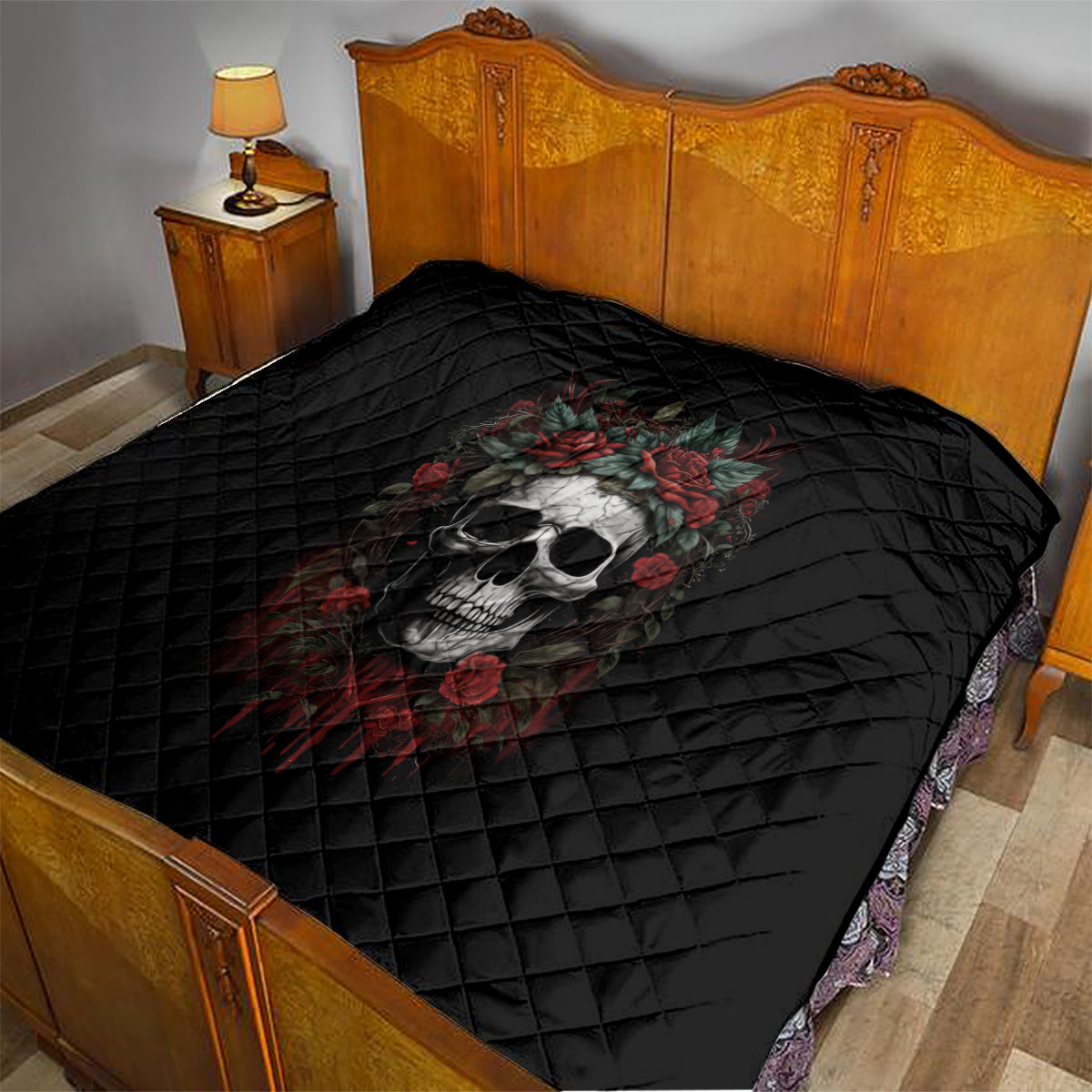 Skull Quilt Red Rose - Wonder Print Shop