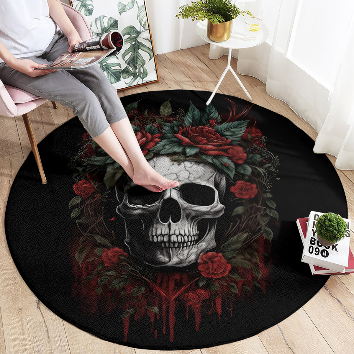 skull-round-carpet-red-rose
