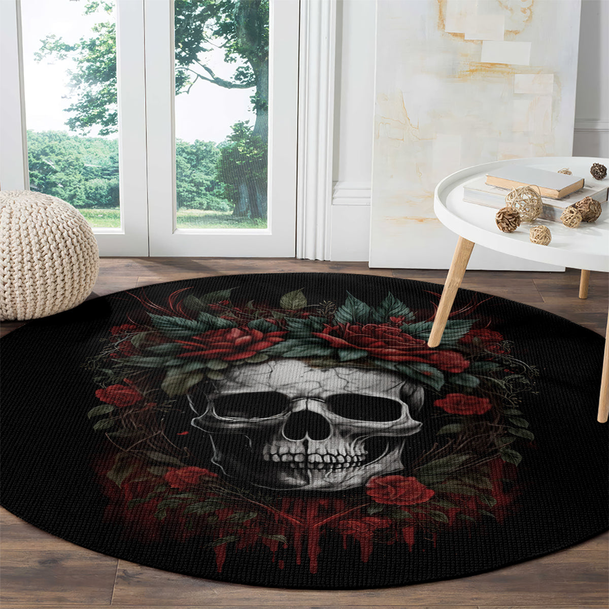 skull-round-carpet-red-rose