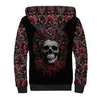 Skull Sherpa Hoodie Red Rose - Wonder Print Shop