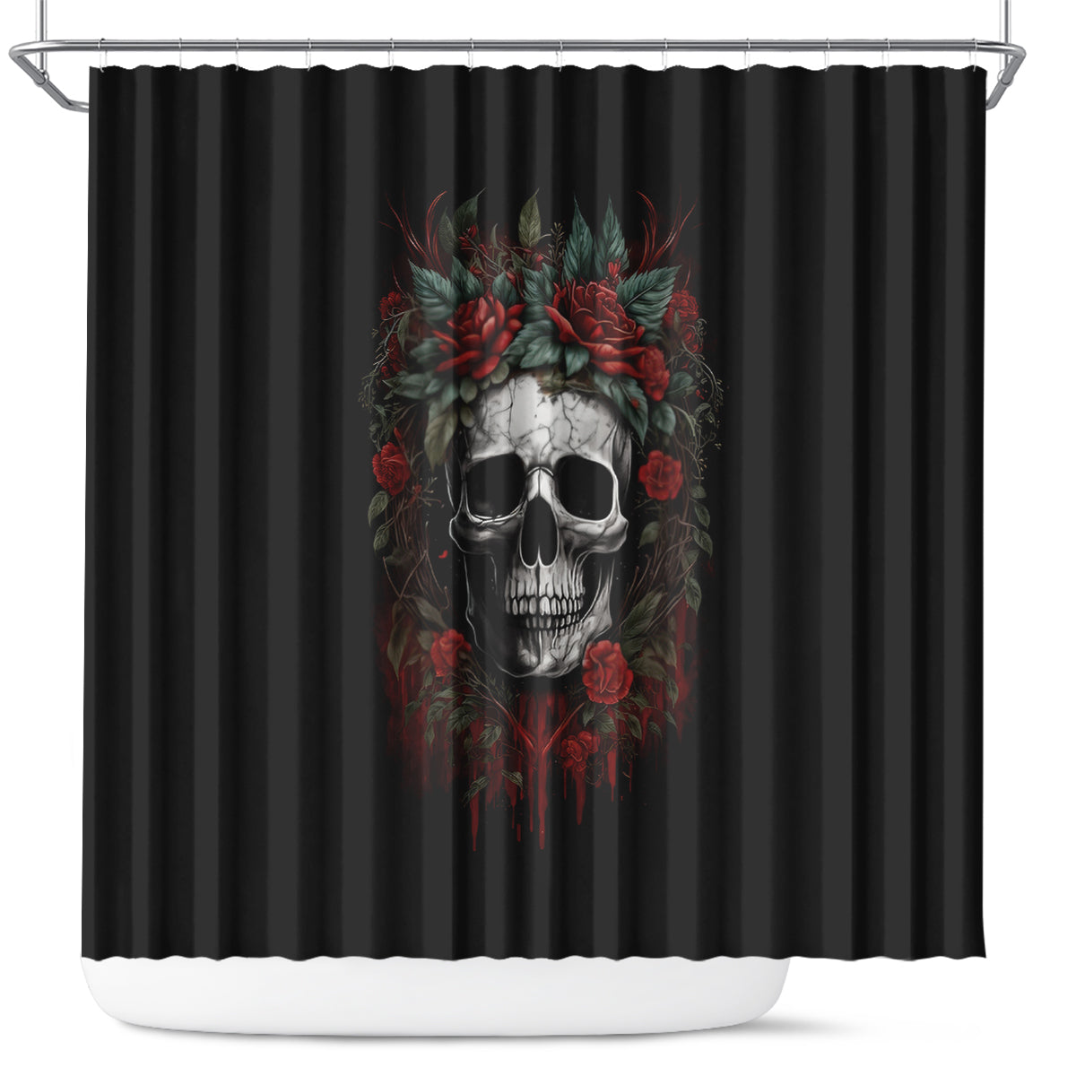 skull-shower-curtain-red-rose