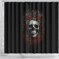 skull-shower-curtain-red-rose