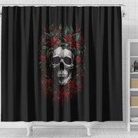 skull-shower-curtain-red-rose