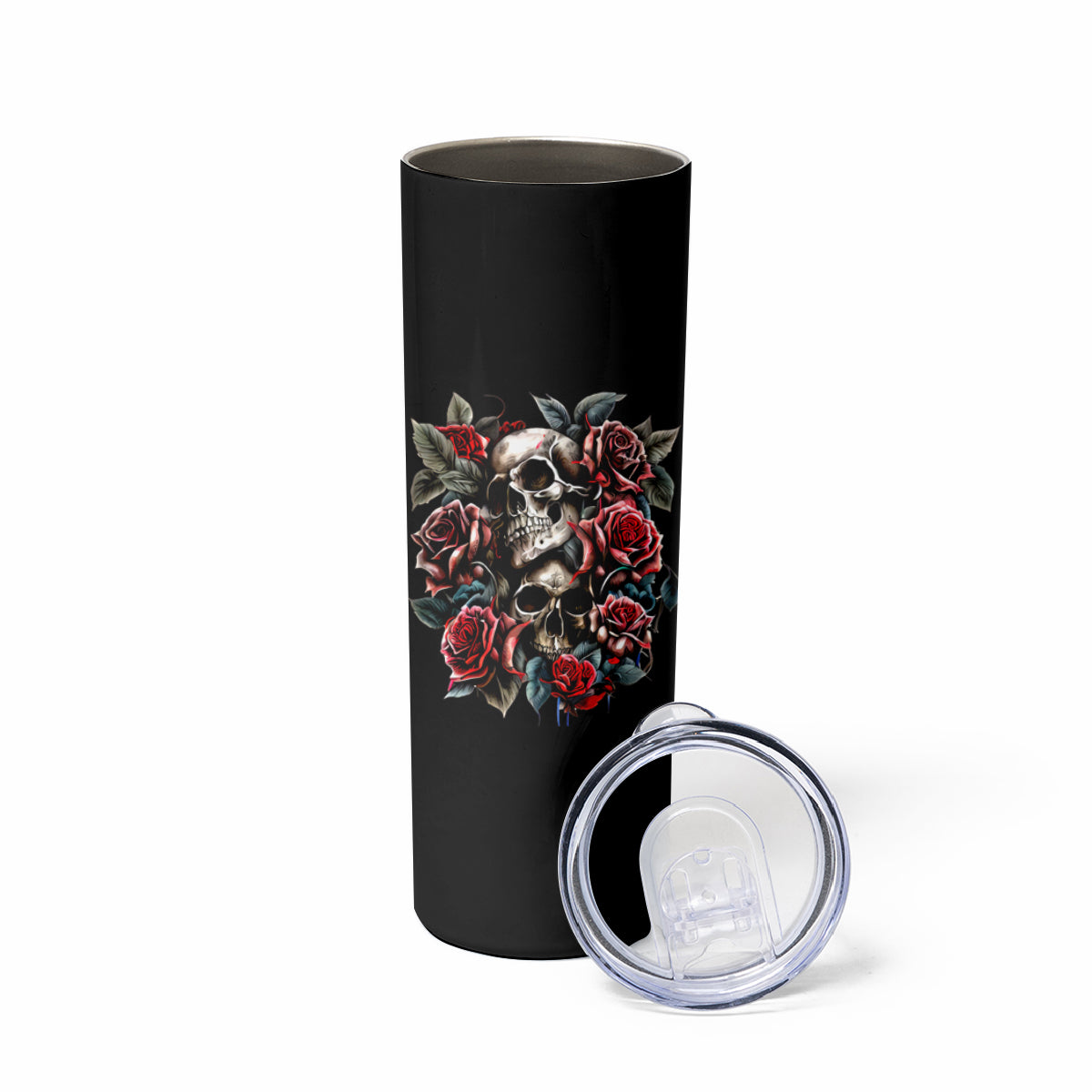Skull Skinny Tumbler Red Rose - Wonder Print Shop