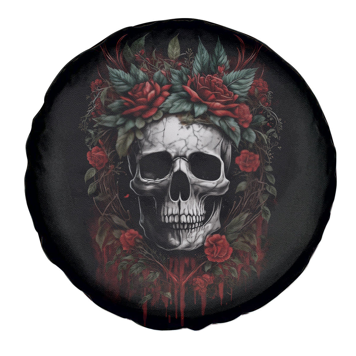 Skull Spare Tire Cover Red Rose - Wonder Print Shop