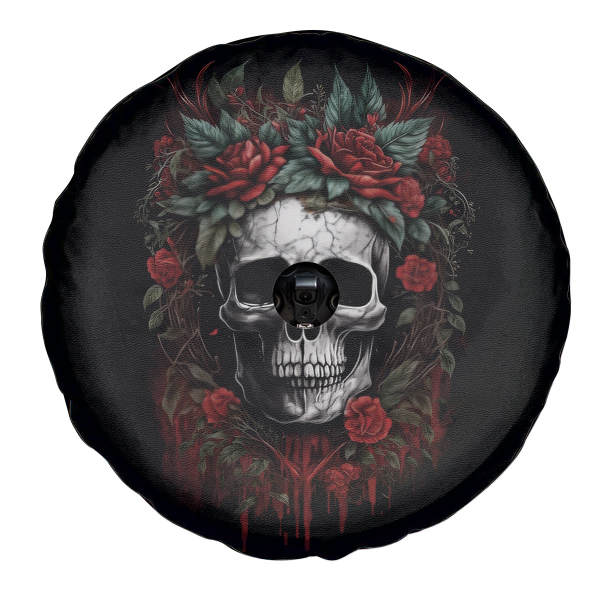 Skull Spare Tire Cover Red Rose - Wonder Print Shop
