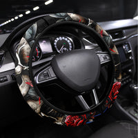 Skull Steering Wheel Cover Red Rose - Wonder Print Shop