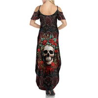 Skull Summer Maxi Dress Red Rose - Wonder Print Shop