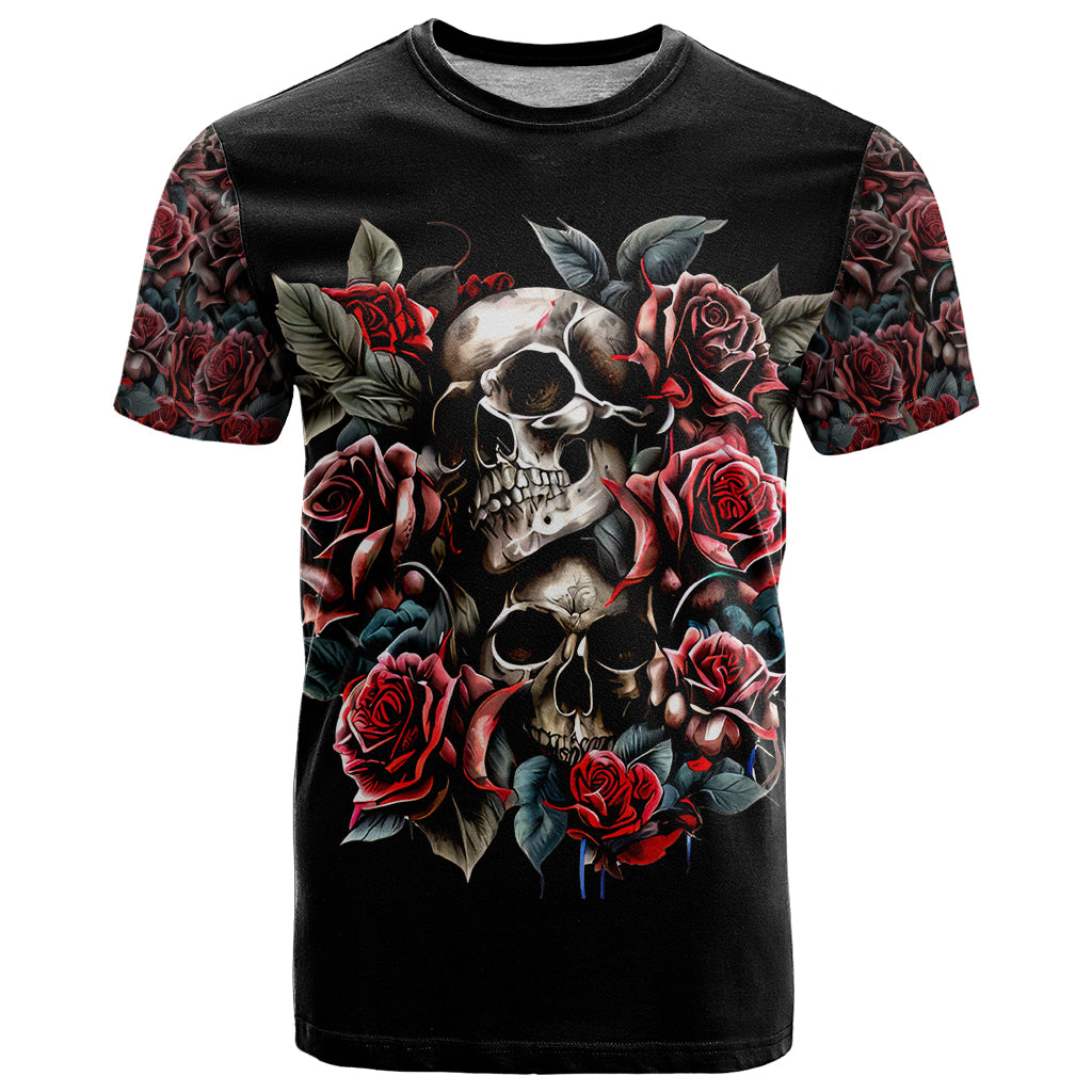 Skull T Shirt Red Rose - Wonder Print Shop