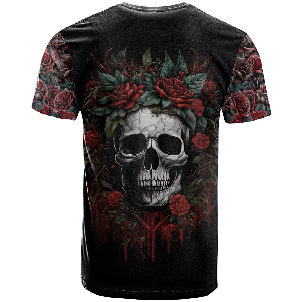 Skull T Shirt Red Rose - Wonder Print Shop