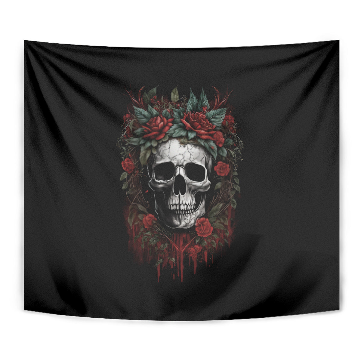 Skull Tapestry Red Rose - Wonder Print Shop