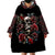 Skull Wearable Blanket Hoodie Red Rose - Wonder Print Shop