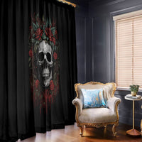 Skull Window Curtain Red Rose - Wonder Print Shop