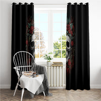 Skull Window Curtain Red Rose - Wonder Print Shop