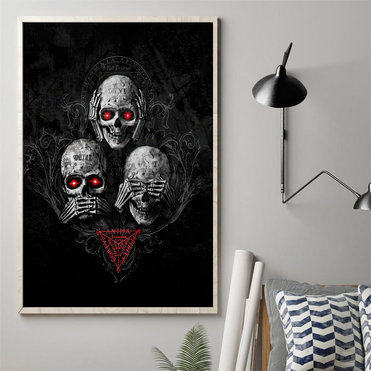 Skull Canvas Wall Art No See No Hear No Speak Evil - Wonder Print Shop