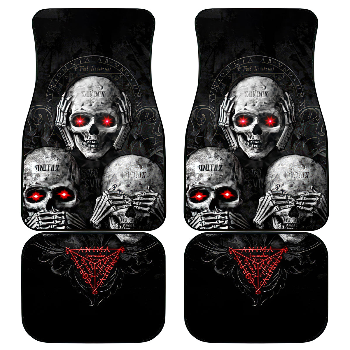 Skull Car Mats No See No Hear No Speak Evil - Wonder Print Shop