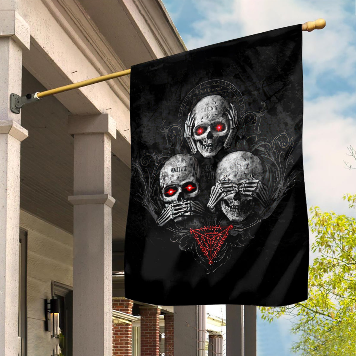 Skull Garden Flag No See No Hear No Speak Evil - Wonder Print Shop