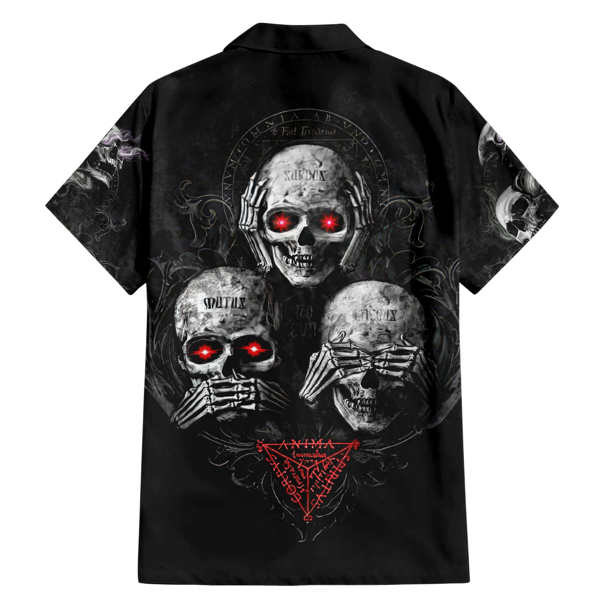 Skull Hawaiian Shirt No See No Hear No Speak Evil - Wonder Print Shop
