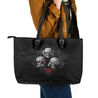 Skull Leather Tote Bag No See No Hear No Speak Evil - Wonder Print Shop