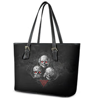 Skull Leather Tote Bag No See No Hear No Speak Evil - Wonder Print Shop