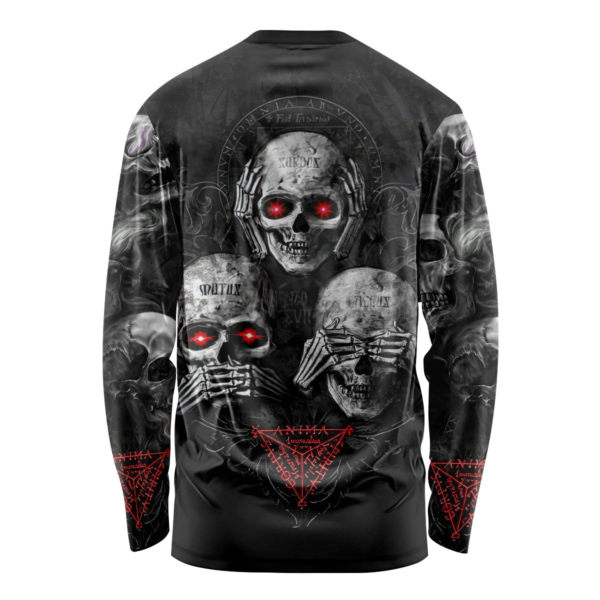 Skull Long Sleeve Shirt No See No Hear No Speak Evil - Wonder Print Shop