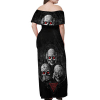 Skull Off Shoulder Maxi Dress No See No Hear No Speak Evil - Wonder Print Shop