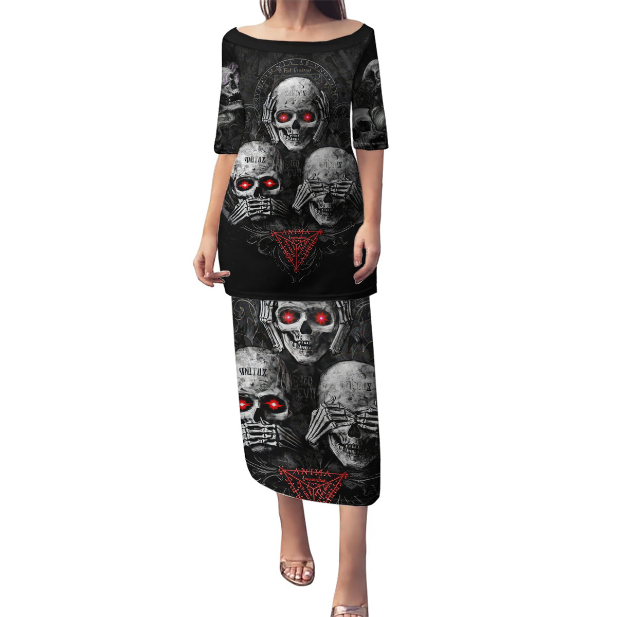 Skull Puletasi No See No Hear No Speak Evil - Wonder Print Shop