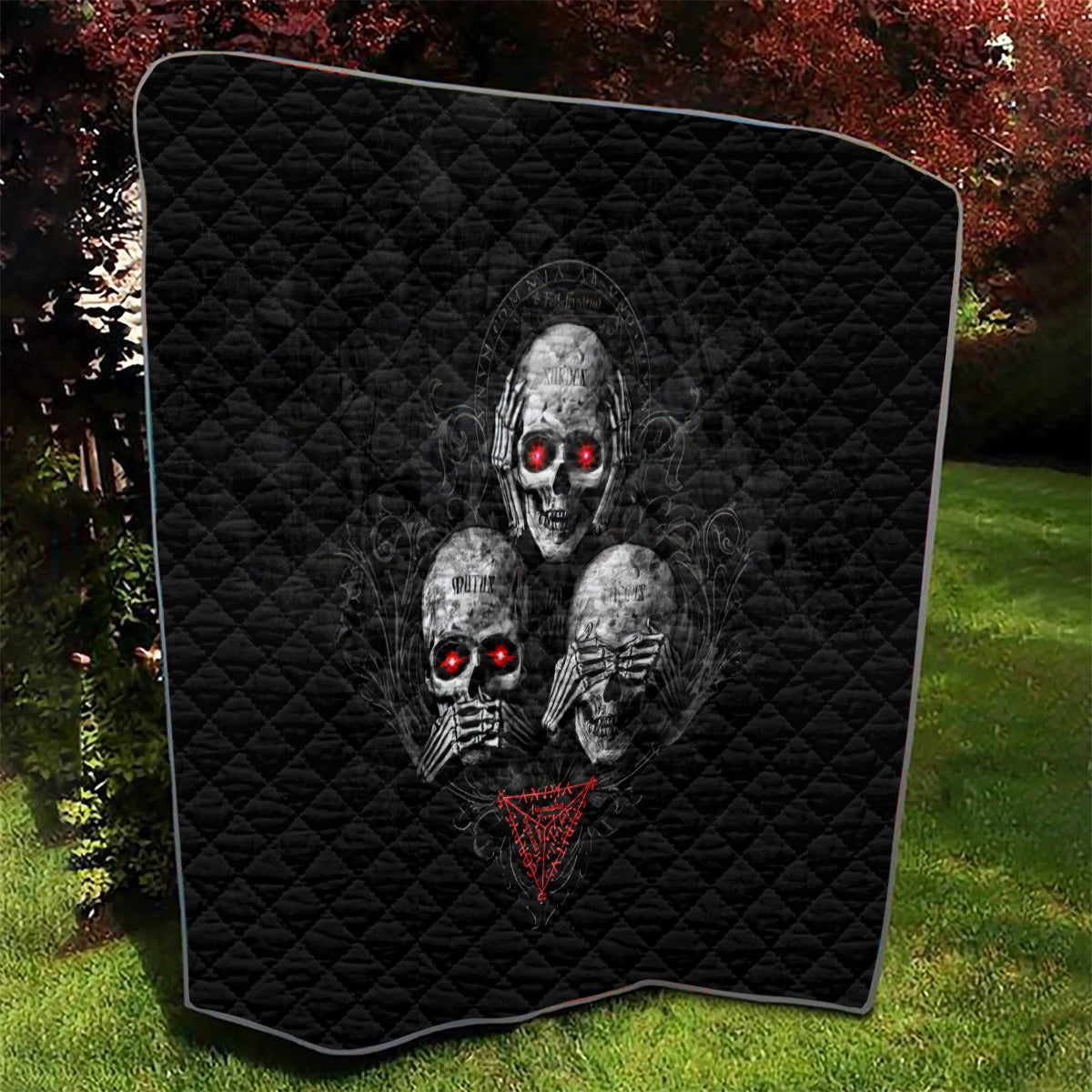 Skull Quilt No See No Hear No Speak Evil - Wonder Print Shop