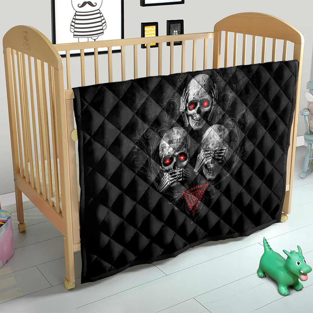 Skull Quilt No See No Hear No Speak Evil - Wonder Print Shop