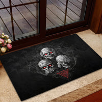 Skull Rubber Doormat No See No Hear No Speak Evil - Wonder Print Shop