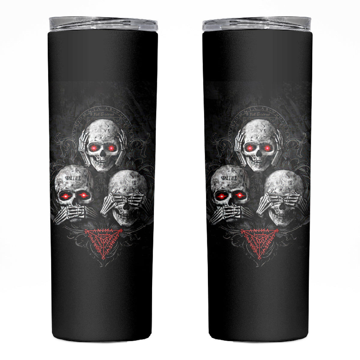 Skull Skinny Tumbler No See No Hear No Speak Evil - Wonder Print Shop