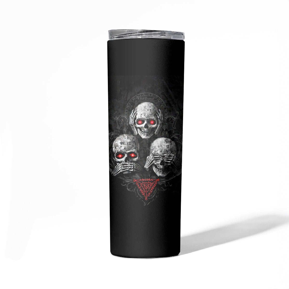 Skull Skinny Tumbler No See No Hear No Speak Evil - Wonder Print Shop