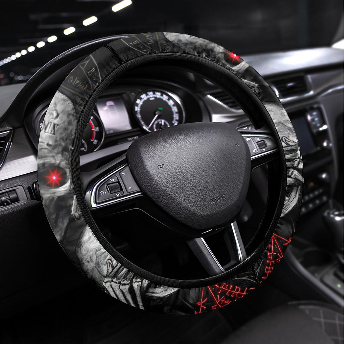 Skull Steering Wheel Cover No See No Hear No Speak Evil - Wonder Print Shop