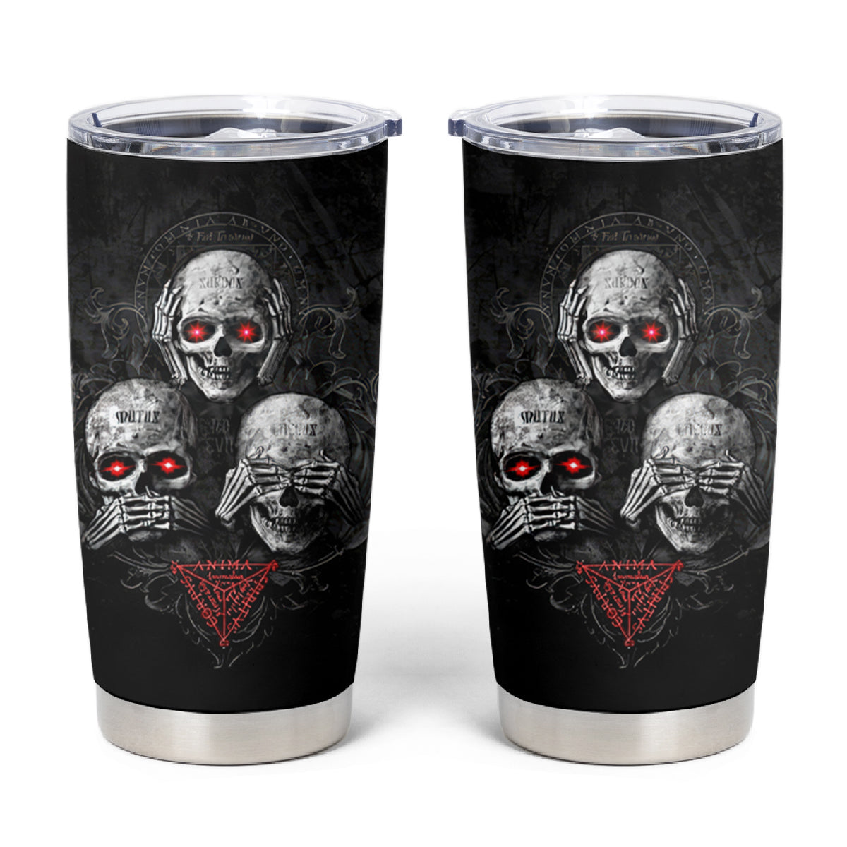 Skull Tumbler Cup No See No Hear No Speak Evil - Wonder Print Shop