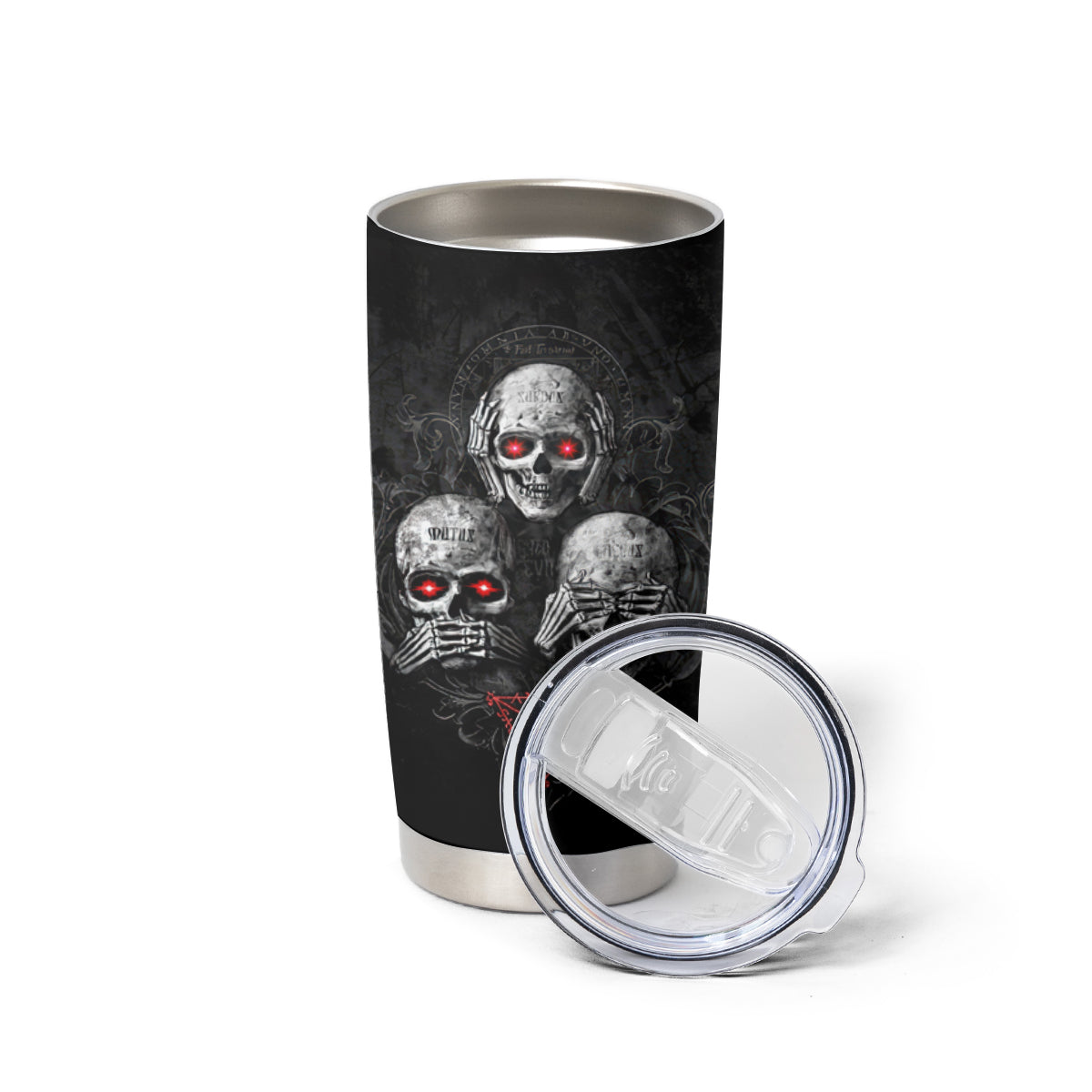 Skull Tumbler Cup No See No Hear No Speak Evil - Wonder Print Shop