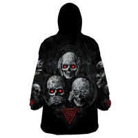 Skull Wearable Blanket Hoodie No See No Hear No Speak Evil - Wonder Print Shop
