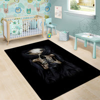 Skull Area Rug No See Evil Red Rose Jean - Wonder Print Shop