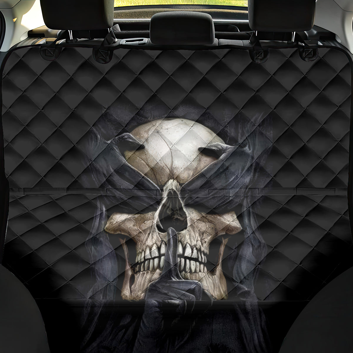 Skull Back Car Seat Cover No See Evil Red Rose Jean - Wonder Print Shop