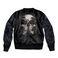 Skull Bomber Jacket No See Evil Red Rose Jean - Wonder Print Shop