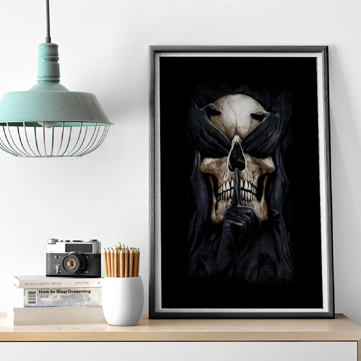 Skull Canvas Wall Art No See Evil Red Rose Jean - Wonder Print Shop